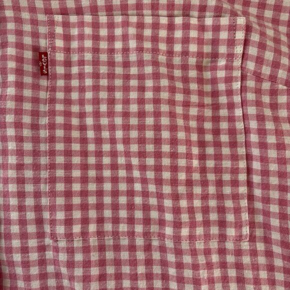 Levi's Women’s Resort Pink and White Gingham Button Down Short Sleeve Shirt 3X - Picture 4 of 12